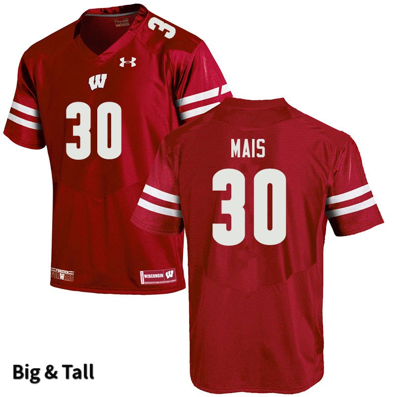 Wisconsin Badgers Men's #30 Tyler Mais NCAA Under Armour Authentic Red Big & Tall College Stitched Football Jersey IO40W65TZ